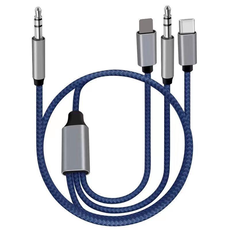 Apple Type-C to 3.5mm AUX Audio Cable for Mobile Phones - Multi-Function Three-in-One Car Speaker Connection