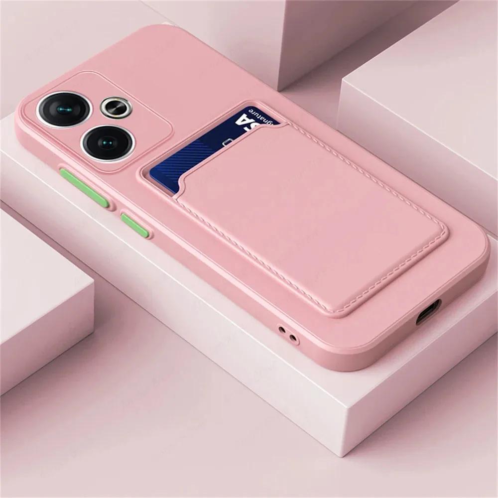 Silicone Card Wallet Case for Xiaomi Redmi 13 4G 13C 12C 12 10C 10A 9C 9A Soft Shockproof Card Slot Soft Bumper Back Full Protection Cover