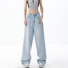 2000s Vintage Baggy Hellblau Jeans Damen Y2k Harajuku Hohe Taille Denim Hose Weiblich Retro Mode 90s Ästhetische Lässige Weite Bein Hose Neu