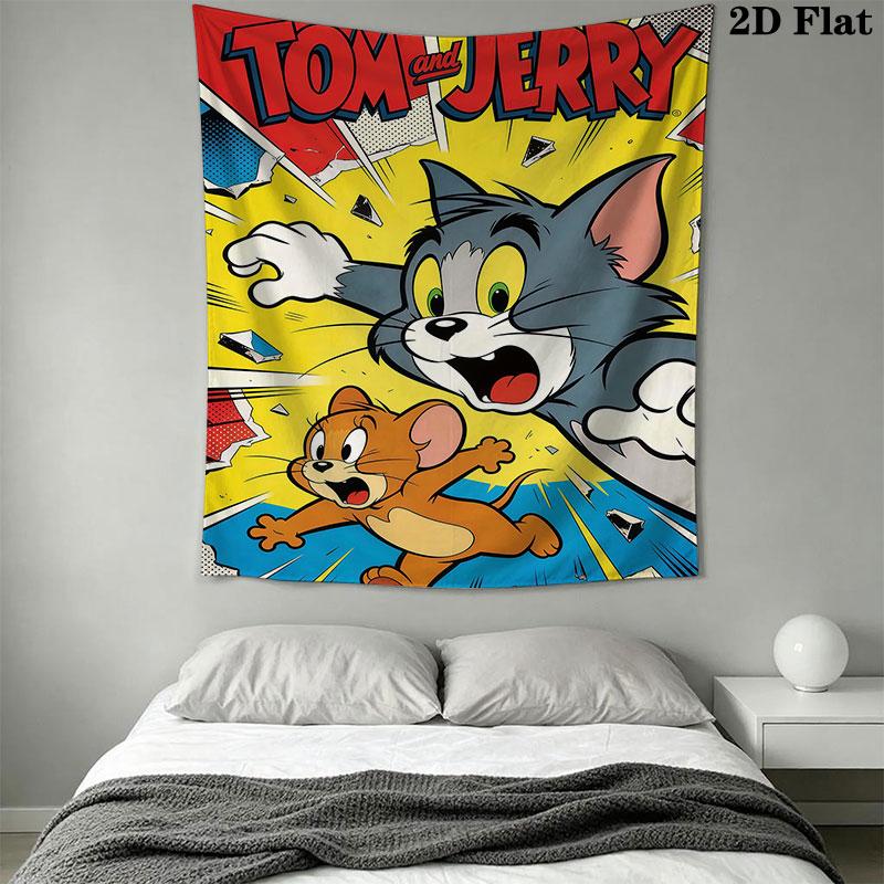 Tom and Jerry B Wall Hanging Printed Fabric Blanket Decorative Tapestries for Bedroom Living Room Home Decor