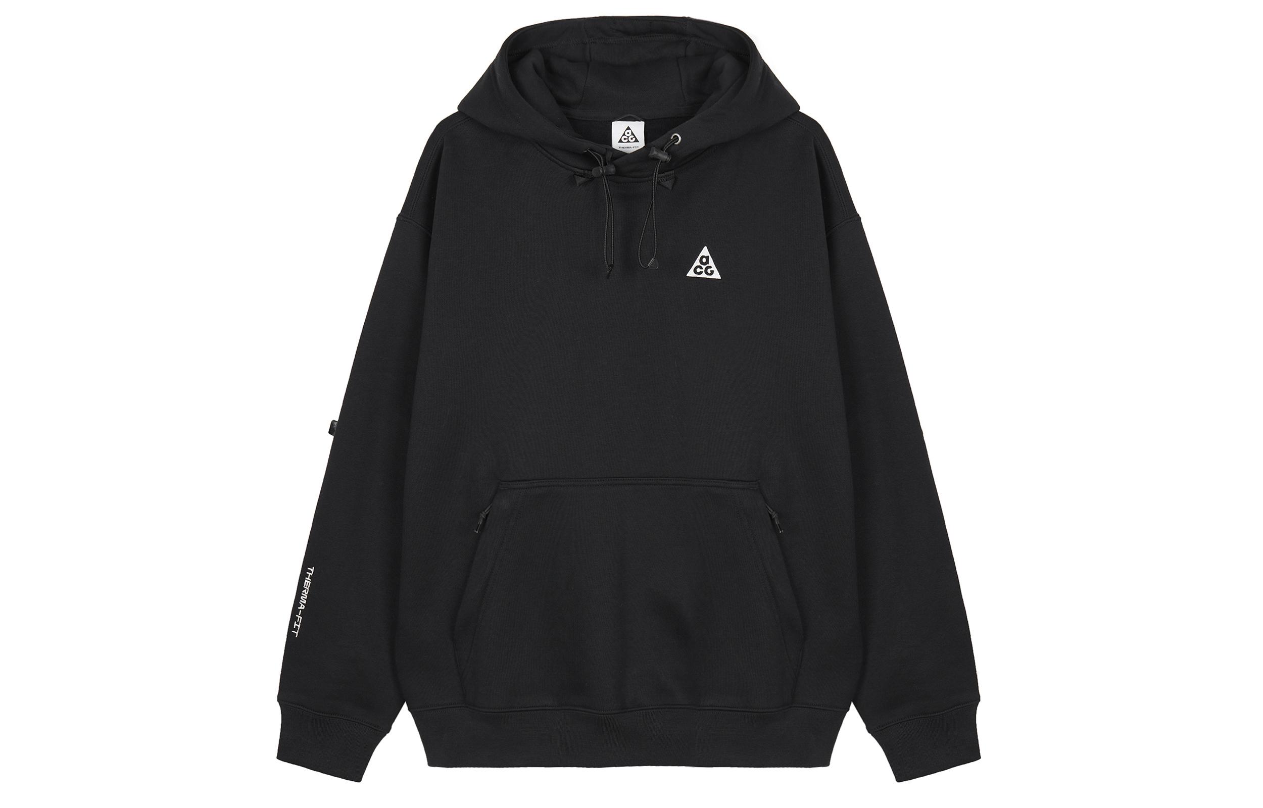 Nike ACG Thickened And Fleece Lined Solid Color Loose Fit Pullover Hooded Sweatshirt Unisex Black DZ3393-010 S