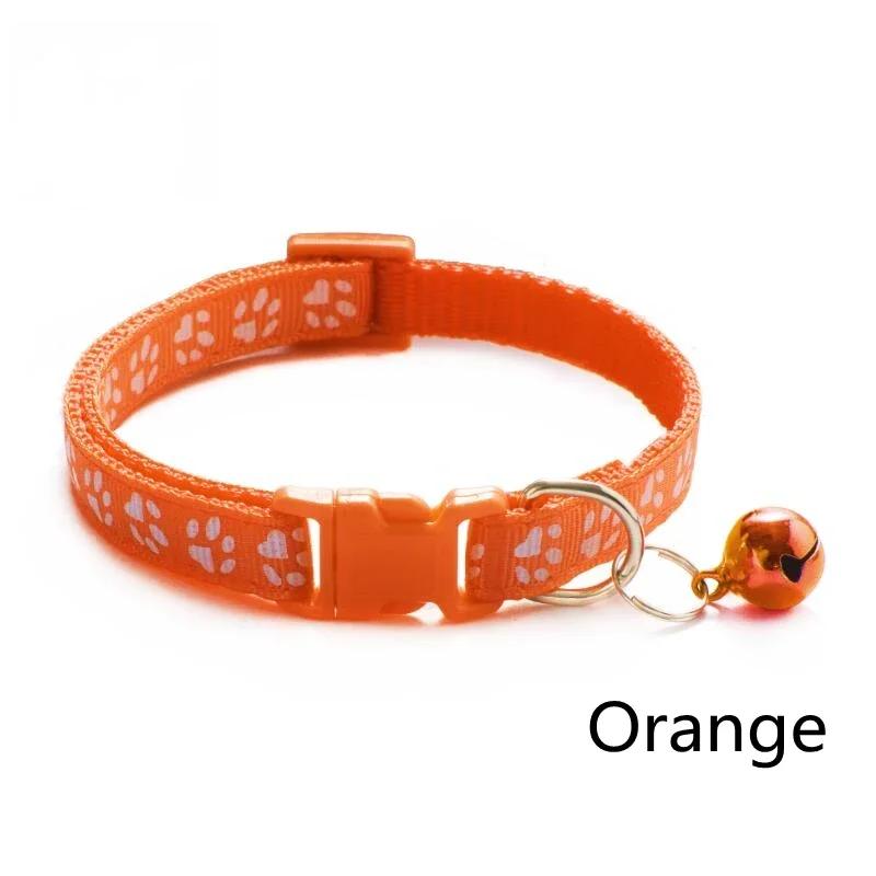 5pcs Adjustable Pet Collar With Bell Cartoon Footprint Colorful Puppy Cat Accessories Kitten Collar Safety Bell Ring Necklace