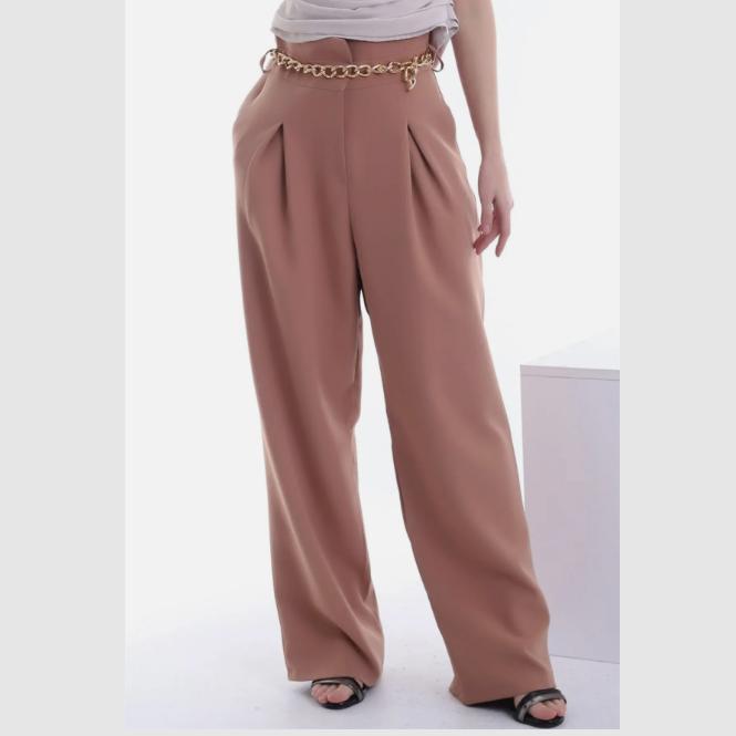 Pohodlné a stylové kalhoty s vysokým pasem, plisované široké nohavice