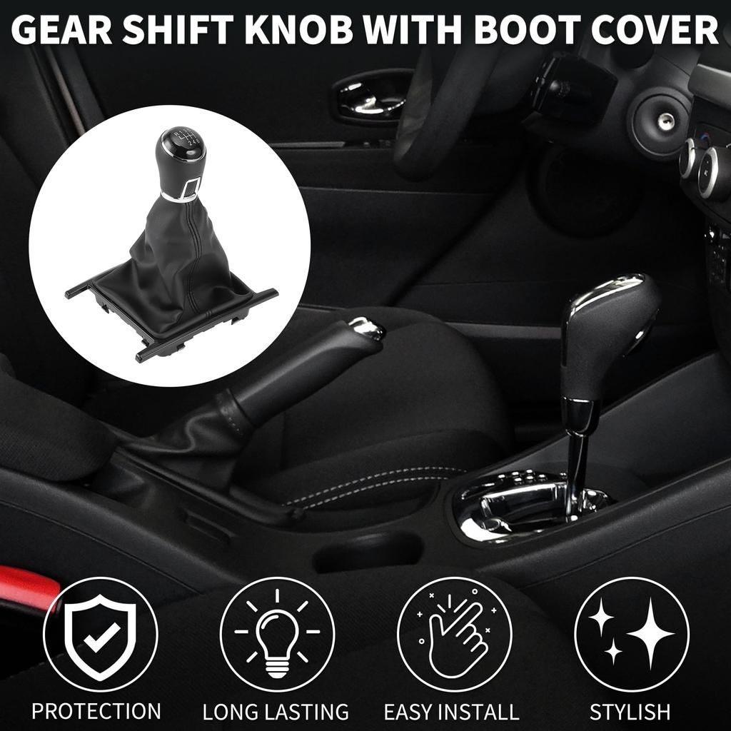 TUCKBOLD Manual Gear Shift Knob Cover for Volkswagen Amarok Front Gearbox Stick Shift Lever Black Plastic Faux 1 Piece 6-Speed Knob, Leather,