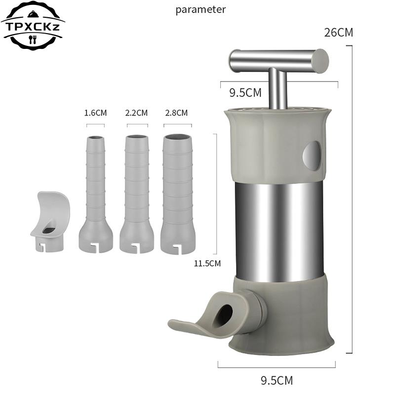1set Stainless Steel Sausage Meat Stuffer Horizontal Sausage Maker Homemade Kitchen Meat Sausage Maker Tool Sausage Filler