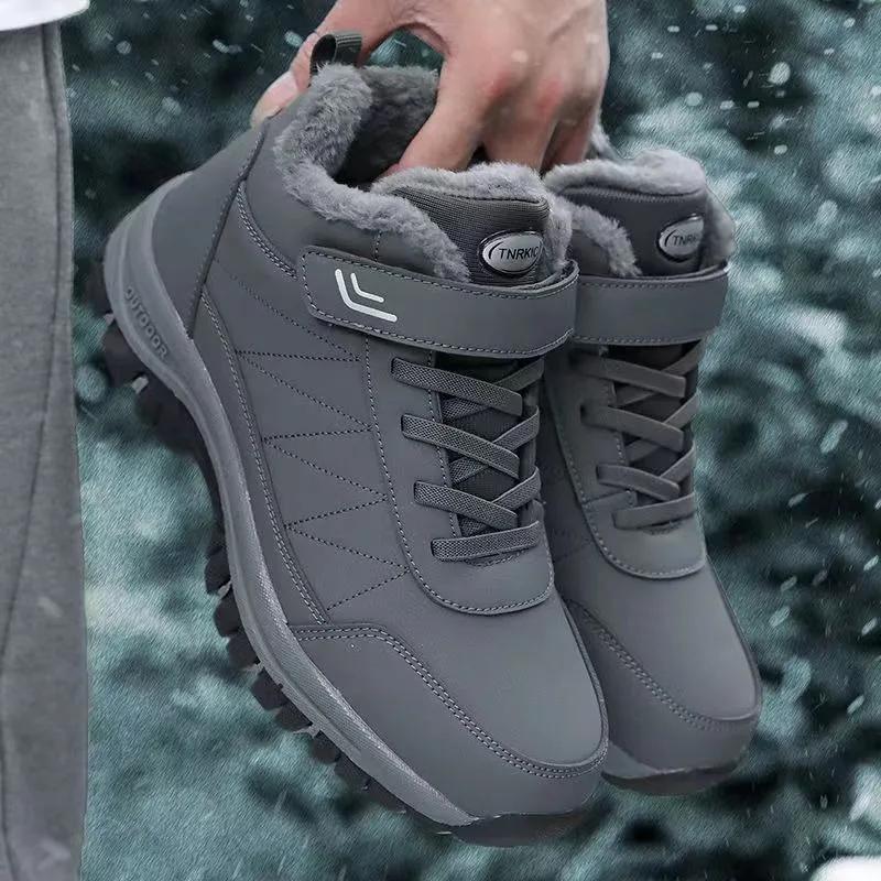 Snow Boots for Men Winter Casual Platform Non-slip Shoes Warm Fur Ankle Boots Plush Combat Outdoor Hiking Motorcycle Boots