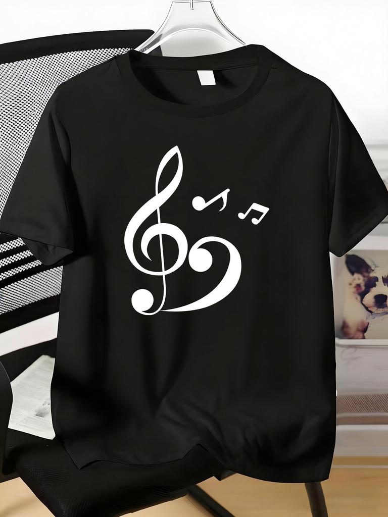 Unisexs Tee Heart Shaped Music Note Symbol Graphic Print Cotton Short Sleeve Male Casual Streetwear Outdoor Daily Basic Fashion Top