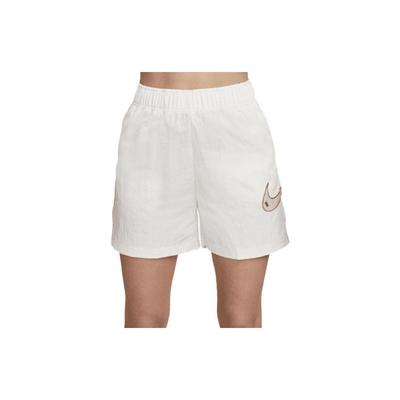 Spodenki Sportowe Swoosh Tkane Z Dużym Logo I Wysokim Stanem Damskie Białe DM6753-030