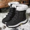 Warm Women's Boots Plush Outdoor Female Snow Boots Plus Sized Non-slip Mid-caslf Boots Lace-up Women Cotton Shoes Winter Zapatos