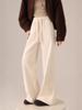 Winter Wool Cashmere Blend High Waist Wide Leg Pants For Women With Pockets And Drawstring