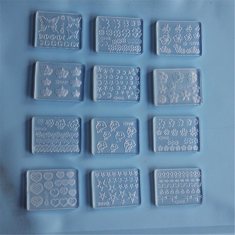 12 Pack Silicone Nail Art Molds Set Nail Art Silicone Molds Set Resin Leaves Moulds Plant Shape Small Crafting Molds