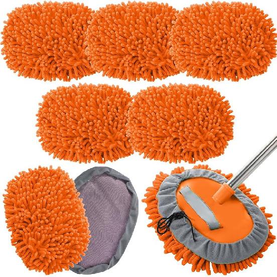 Layhit 5 Pcs Car Wash Mitt Set, Brush Not Included, Microfiber Mitt Cleaning Car Truck Washing Tools Kit RV Pickup Chenille Scratch Replacement(Royal