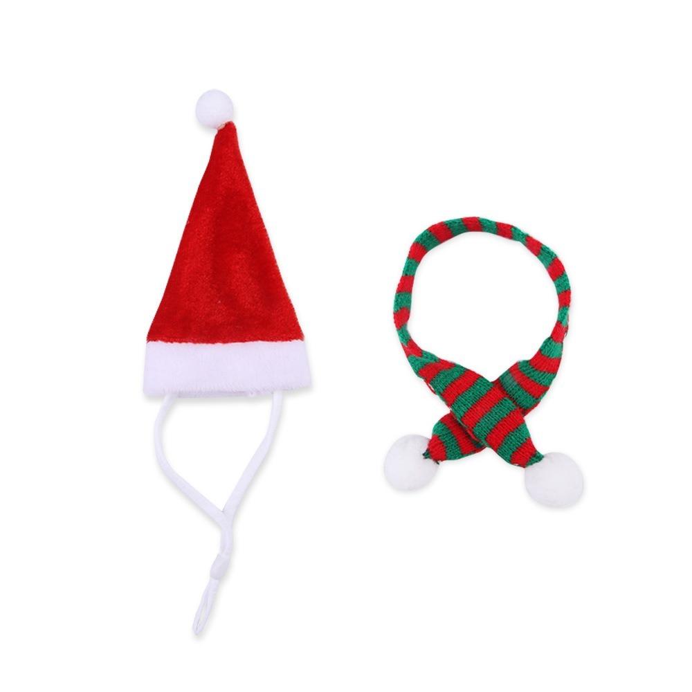 Stripes Mini Scarf Hat Ornament Toy Red and White Mini Knitting Scarf Hat  Doll Accessories