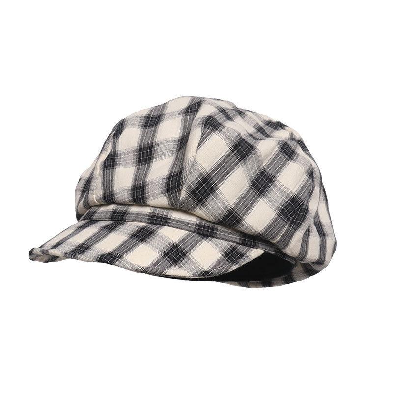 Women S Plaid Beret Hat Large Head Size College Style Japanese Vintage Autumn