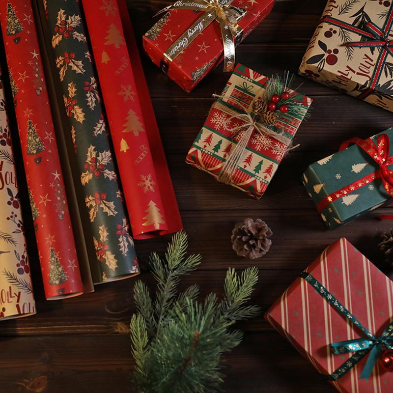 100Cm×70Cm Christmas Wrapping Paper Christmas Eve Gift Box Decoration Paper Children'S Christmas Vintage Kraft Paper