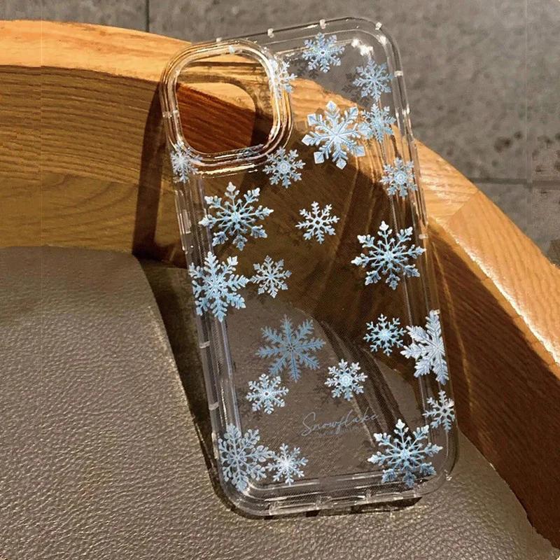 Zimní pouzdro na telefon s motivem sněhové vločky pro Samsung Galaxy S24 S23 S22 Ultra Plus S21 S20 FE 5G A55 A35 A15 A54 A53 Ochranný kryt proti nárazům