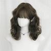 Wig for Women with Short Curly Hair, New Summer Product, Misty Cold Brown Chemical Fiber, Simulated Full Headgear with Bangs, High Temperature