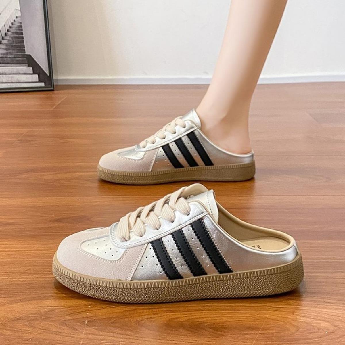 

Полутапочки женские в белых туфлях с толстой подошвой, ленивые туфли для женщин, повседневная обувь 40 серебряный