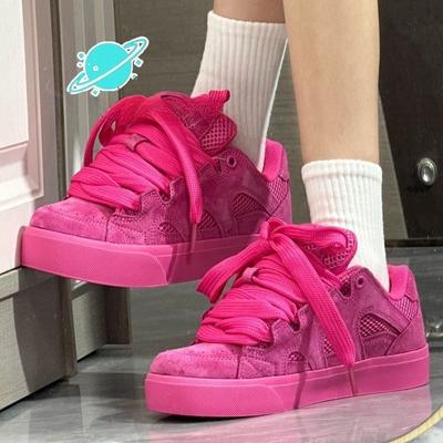 Scarpe da donna classiche in rete traspiranti antiscivolo resistenti all'usura con suola spessa per campus, corsa, sport, per jogging mattutino casual