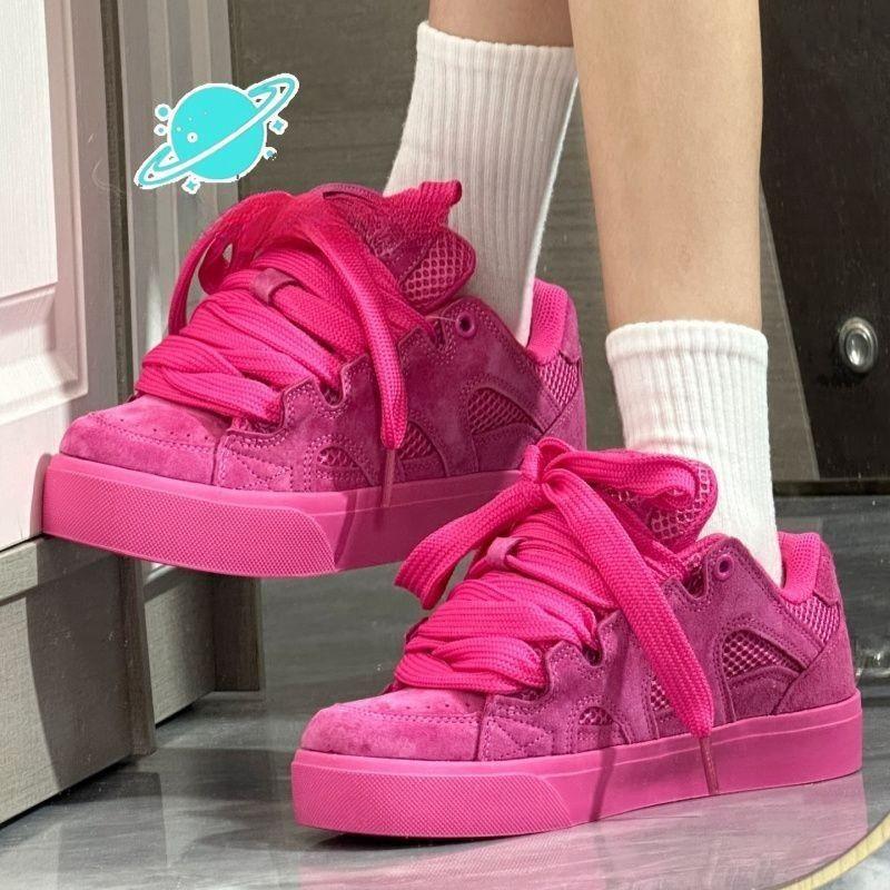 Classic mesh breathable casual women's shoes anti slip and wear-resistant thick soled campus morning running sports shoes