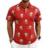 Men's Casual Polo Shirt Short Sleeve Button Down Collar Printed Pattern Lightweight Breathable Fabric Summer Top