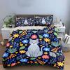 Floral Cat Design Three-Piece Set  Kid'S And Adults' Bedroom Decor, Exquisite Three-Piece Bedding Set Gift