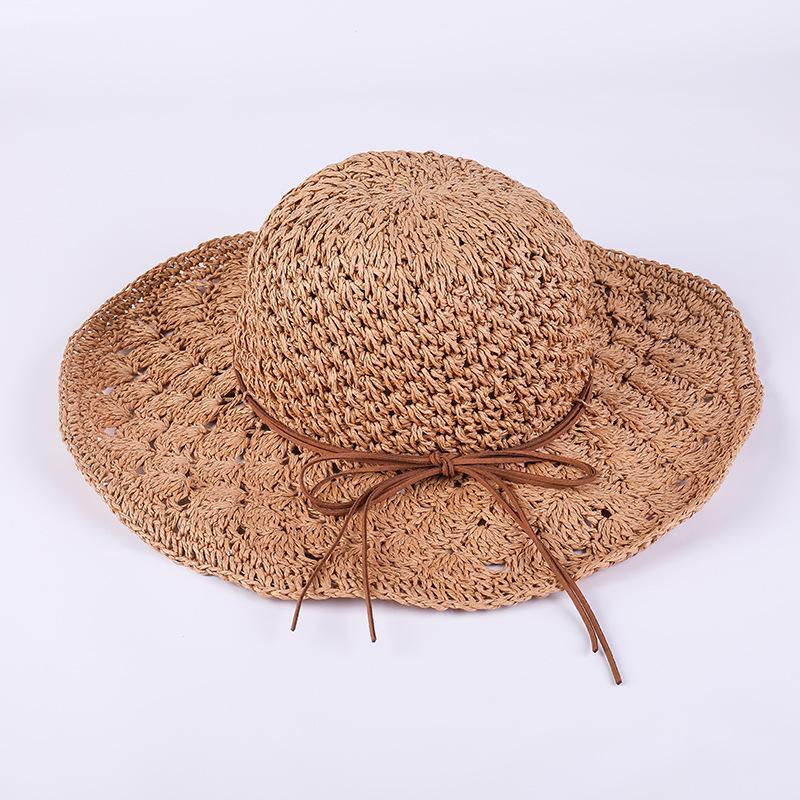 Spring and Summer New Straw Hat Women's Summer Foldable Beach Hat Women's Vacation Visor Bow Straw Hat