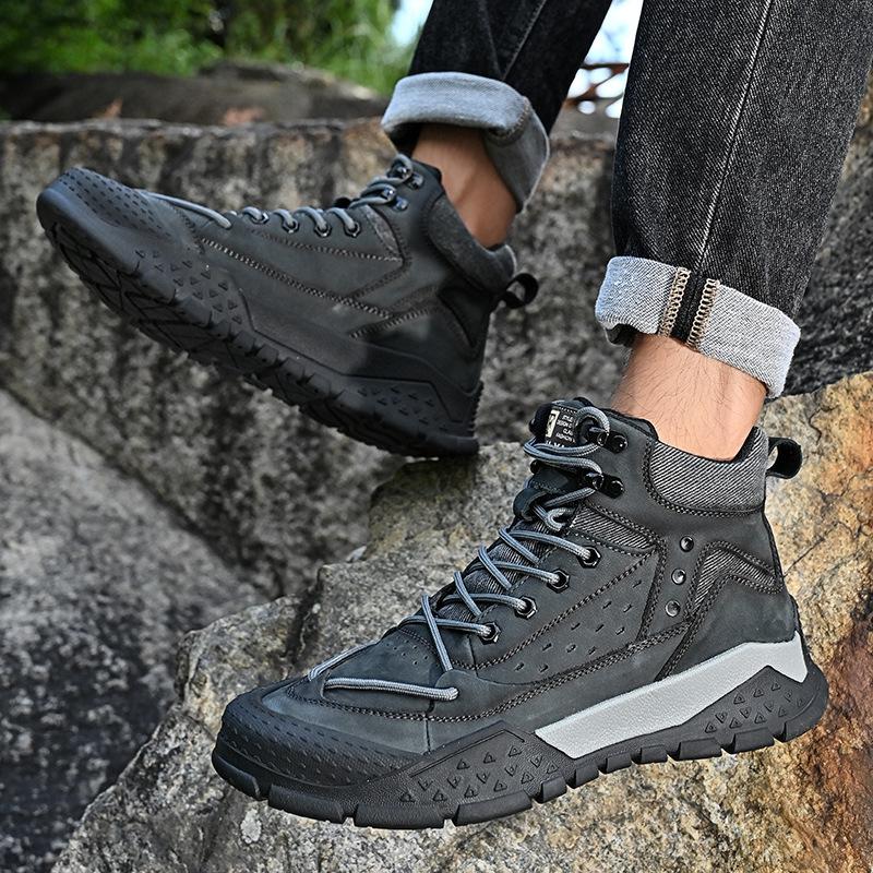 Leather cotton thickened men's shoes autumn outdoor men's leather Martin boots