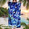 Blue Lock Beach Towel, Personalized Custom Name Text, Quick Dry Large Absorbent Towel For Beach Pool
