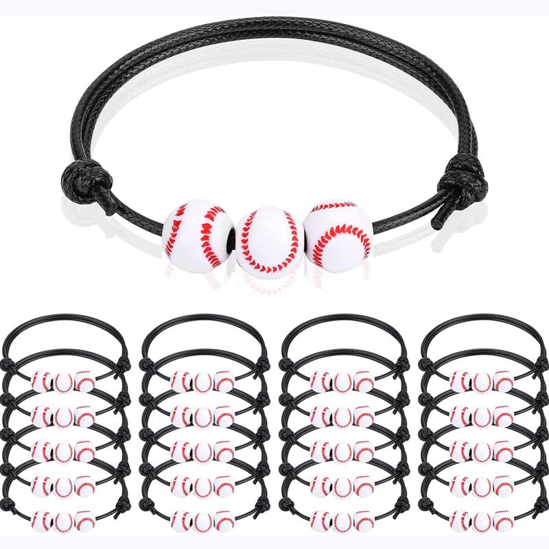 20 Pcs Sports Party Favors Bracelets,Soccer Basketball Football Baseball Bead Ball Bracelets Inspirational Wristbands Sport Gift
