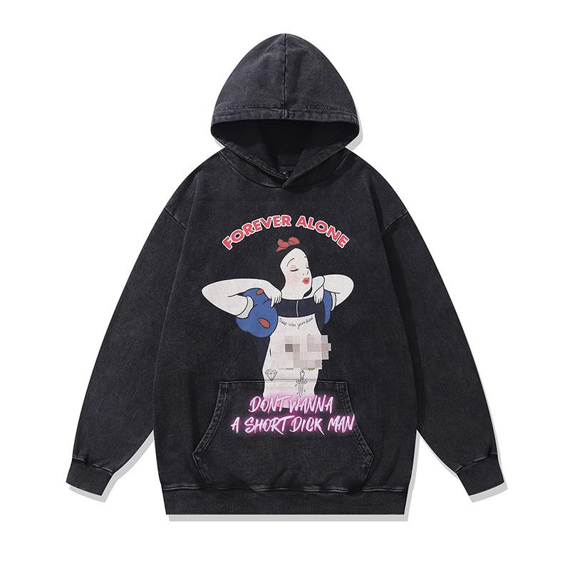 Amerikanischer Retro Fried Color Kapuzenpullover Billie Digitaler Direktdruck Gewaschener Reiner Baumwoll-Hoodie Herren