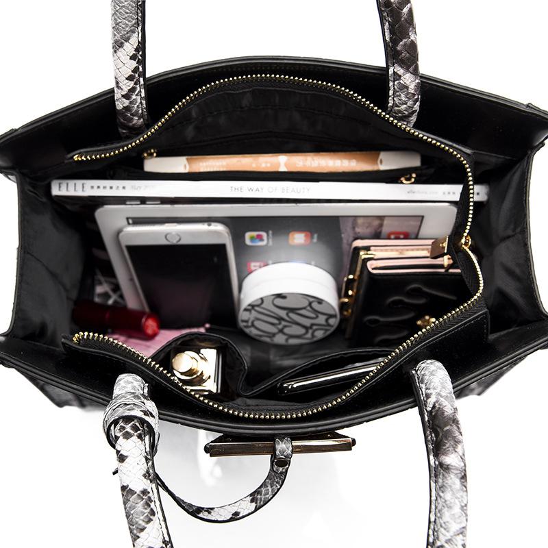 Tote Bag, New Women's Bag, Fashionable Snake Skin Pattern Bag, High-end Sense, Contrasting Color, Large Capacity Single Shoulder Handbag for Women