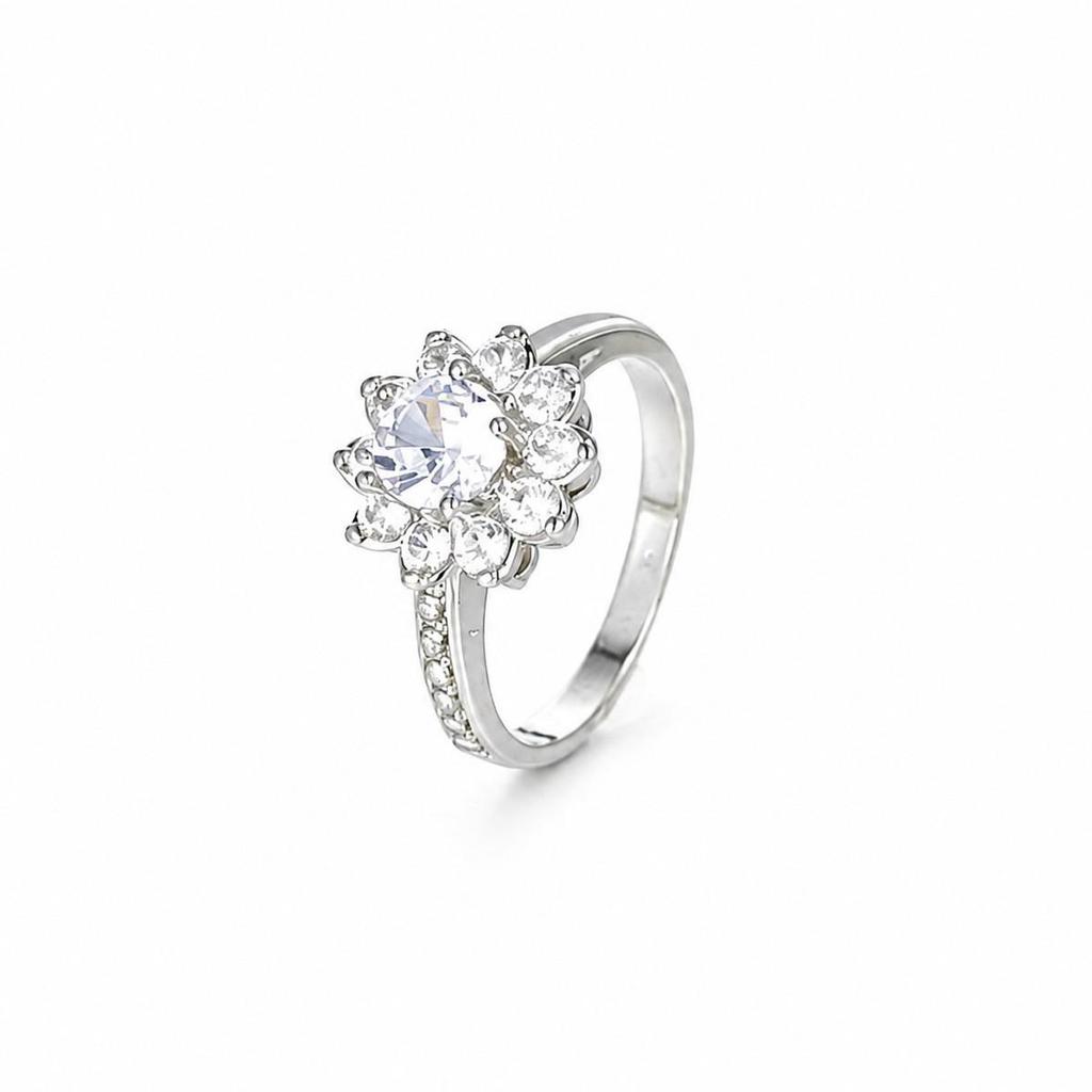 Elegant Zircon Flower Ring: Fashionable High-End Women's Jewelry