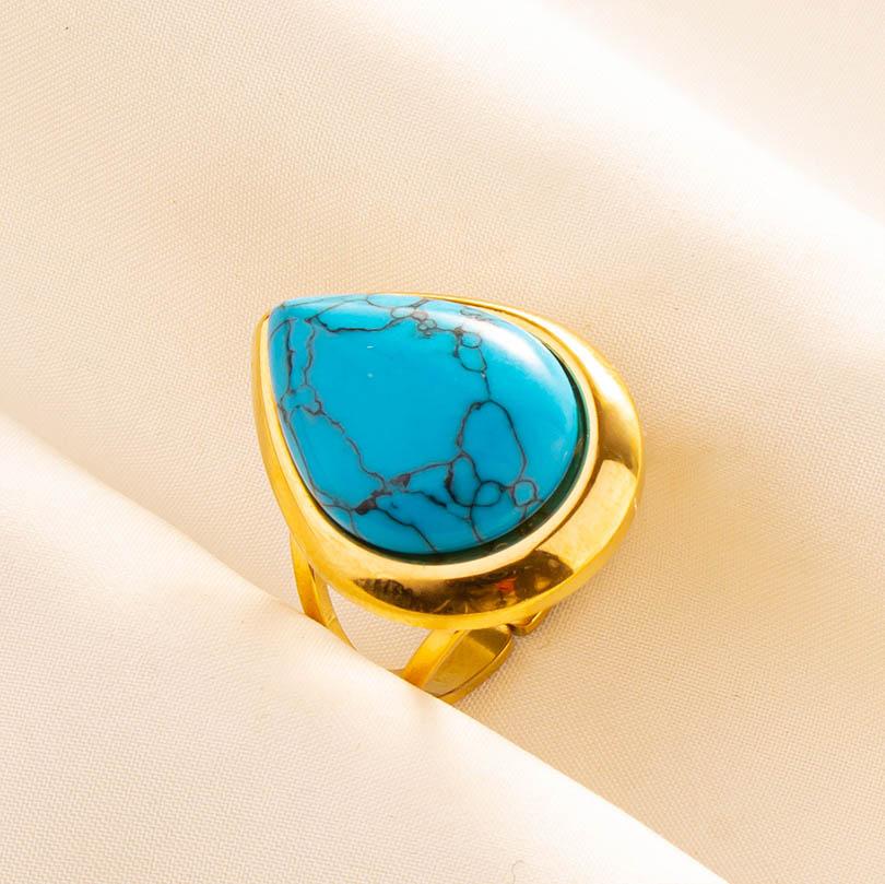 1pcs Blue Stone Ethnic Vintage Open Adjustable Sun Heart Star Stainless Steel Rings For Women Men Accessories Jewelry Bague Gift