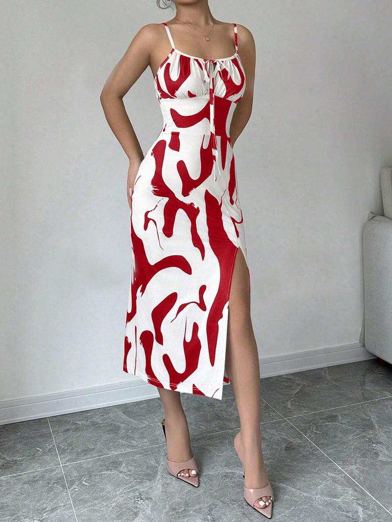 Spring/Summer New Arrivals USA Ins Style Printed Leopard Print Strappy Dress
