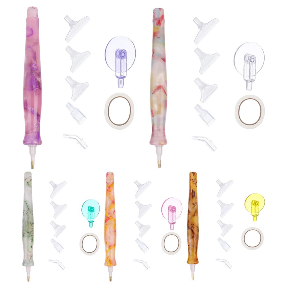 Resin 5D DIY Diamond Drill Pen with Replacement Pen Heads 5D DIY Diamond Painting Pick Up Pen Set Rhinestone Craft Tool