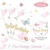 Tiamon 3 Pack Butterfly Happy Birthday Tablecloth Butterfly Party Decorations 108 x 54 Inch Watercolor Plastic Waterproof Table Covers Rectangular