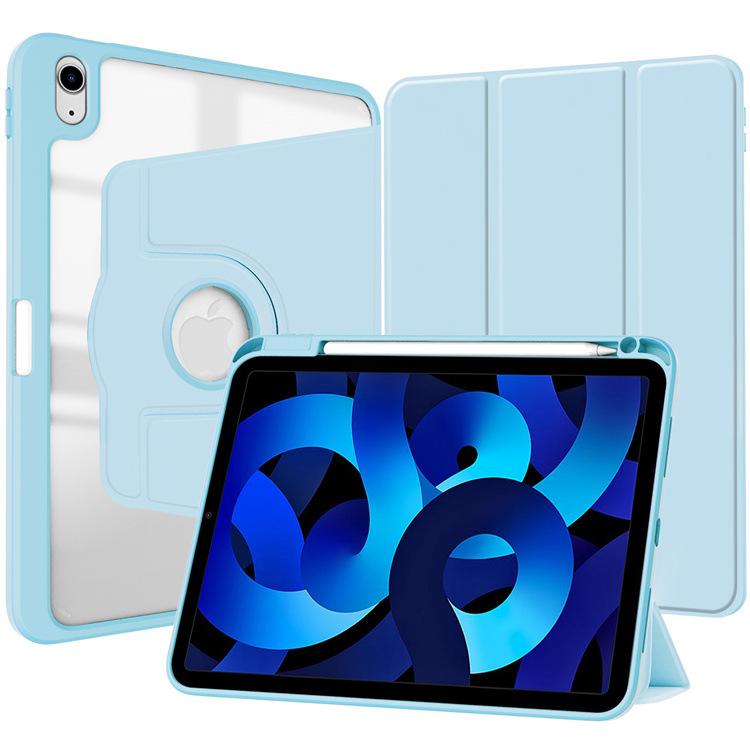 

Compatible with iPad Pro 11 ipad air 10th Tri-fold Acrylic Pen Slot Tablet Case iPad 12.9 Rotating Flip Cover Protective Case ipad mini6 2021 небо синє кольору