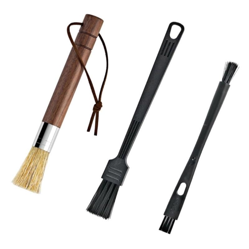 Wooden Handle Cleaning Tool Set For Coffee Grinders Espresso Machine Natural Bristles Cleaner Brush Baristas Accessories