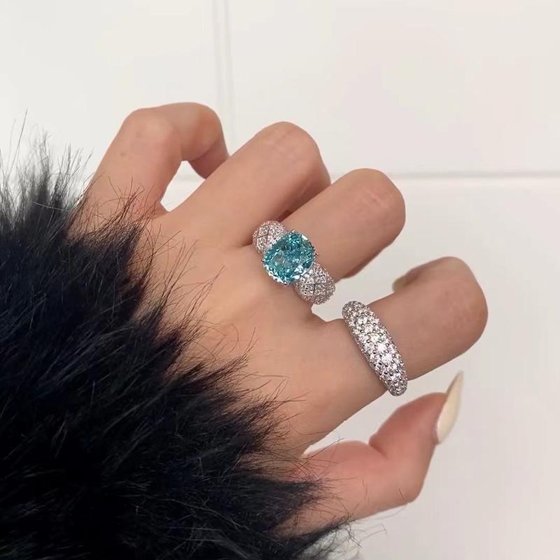 Paraiba 7x9mm S925 Silver Dream Catcher Ring - Fashion Style Jewelry