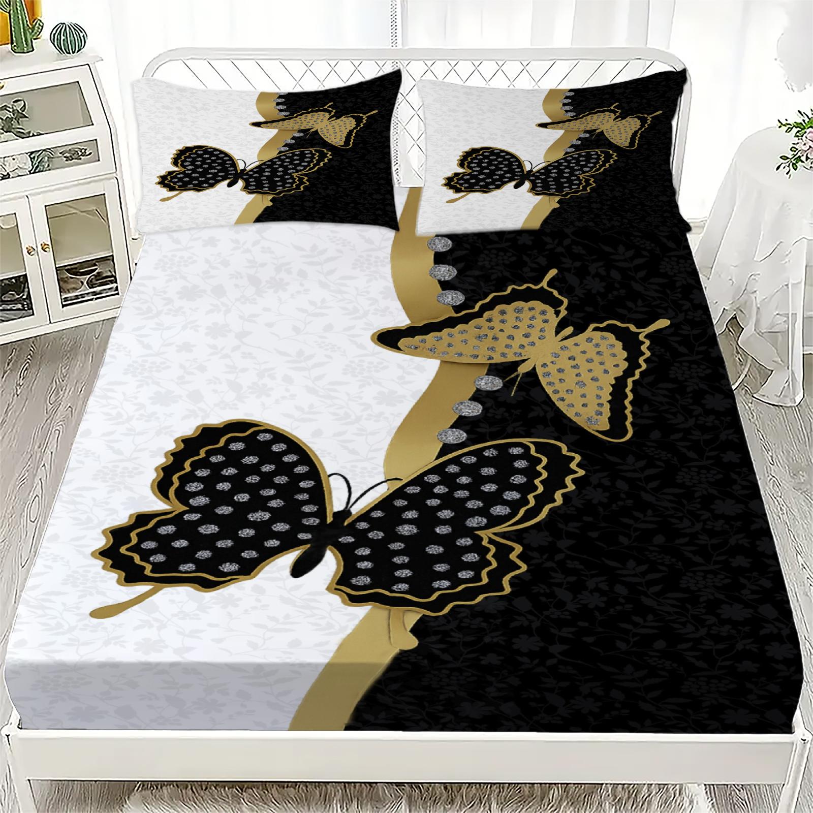 

3pcs Fitted Sheet Set Beautiful Life Butterfly 3D Print 100% Polyester Mattress Covers Soft Bed Set Bedroom Decor 2 Pillowcase Twin99x190x25cm