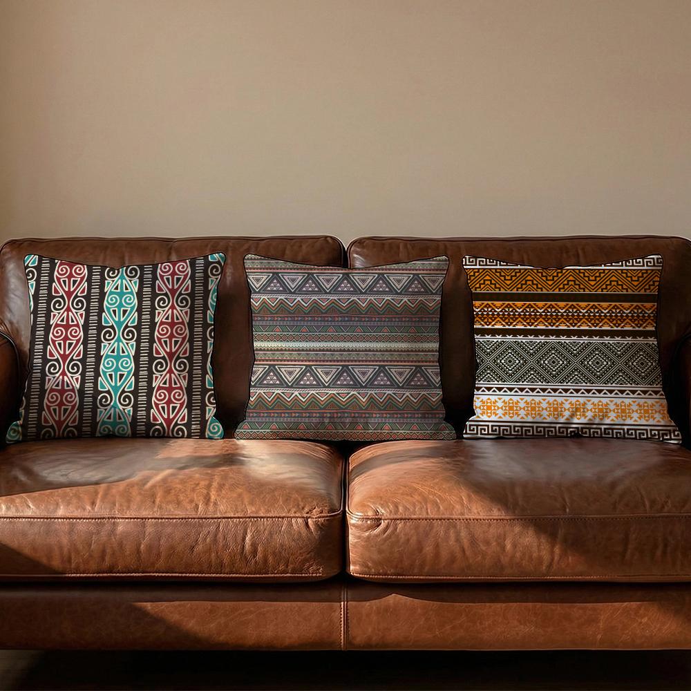 Aztec Ethnic Pattern Cushion Cover Soft Reversible Durable Pillow Cover MultiScene Use for Home Car Daily Comfort
