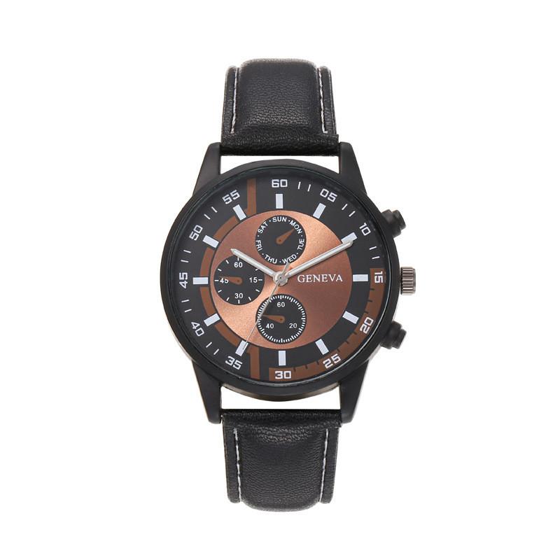 

Watch Mens Quartz Watch With Leather Band Casual Style For Everyday Use коричневий