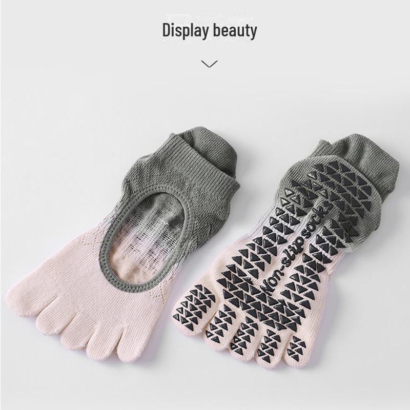 Gradient Non-Slip Women's Yoga Five-Finger Socks - Breathable, Sweat-Absorbent, Deodorant Pilates Socks for Spring/Summer.