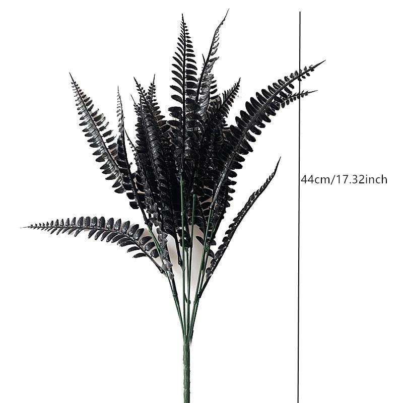 Halloween Black Artificial Plant Vine Eucalyptus Persian Fern Leaf Plastic Fake Flower Grass Home Party Garden Decor Photo Props