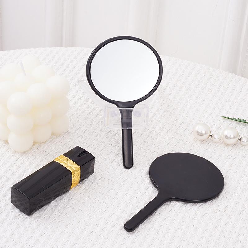 Ginkgo Leaf Handheld HD Makeup Mirror with Round Handle - Portable Plastic Mirror for Girls 6.5*11cm Handheld Mirror чёрный