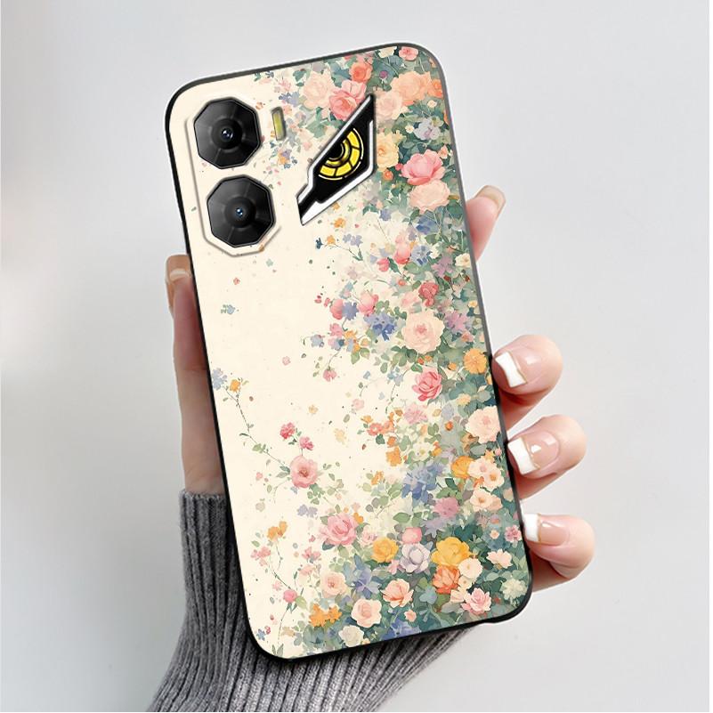 Custodia per Stampa per ZTE Nubia Neo 3 5G Fundas Capa Guscio Nero in Silicone Morbido Copertura ZTE Nubia Neo 3 GT Carina Custodia con Fiore e Cartone Animato