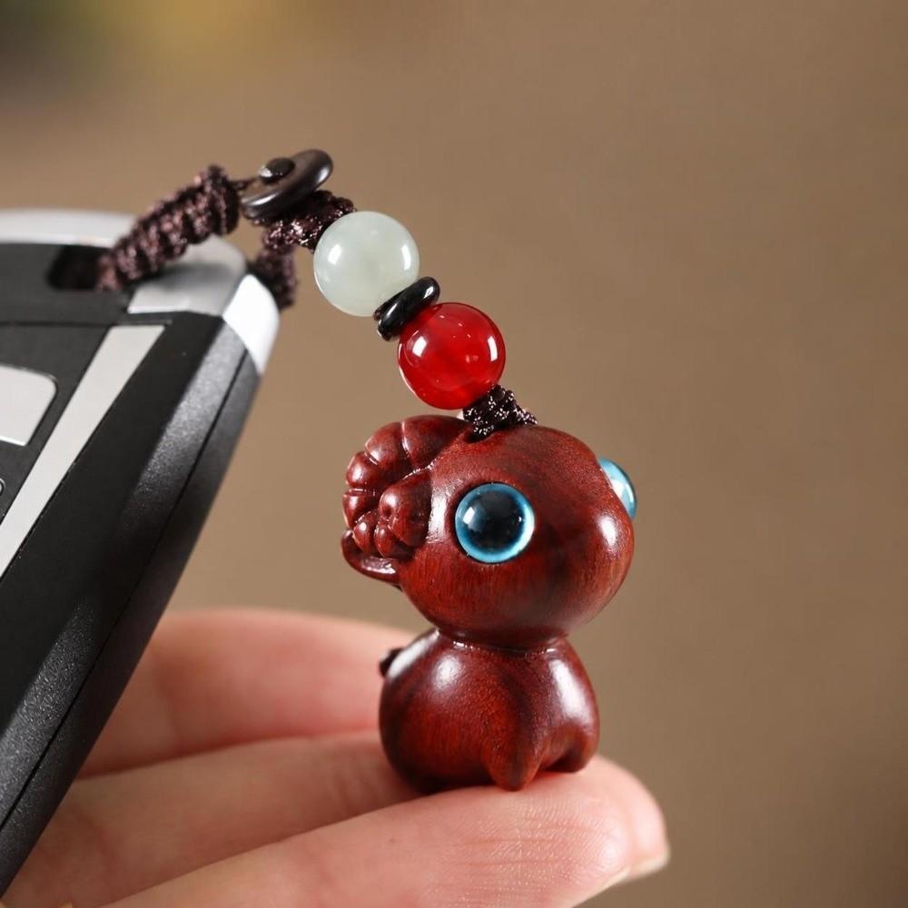 Handmade Sandalwood Sheep Keychain Scratch-resistant Phone Charm Zodiac Year of the Sheep Gift