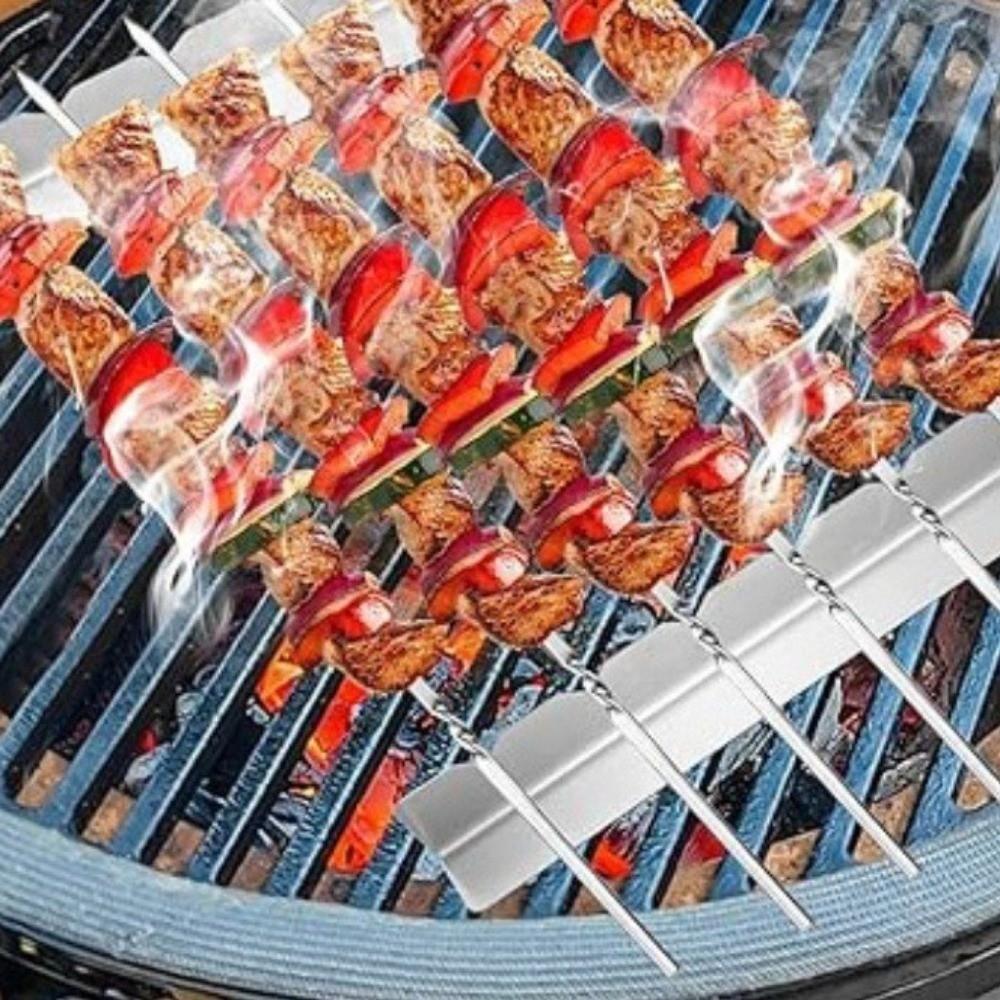 Anti-Slip Groove Skewer Holder Stainless Steel Barbecue Tools Kebab Stands  Patio Barbecue
