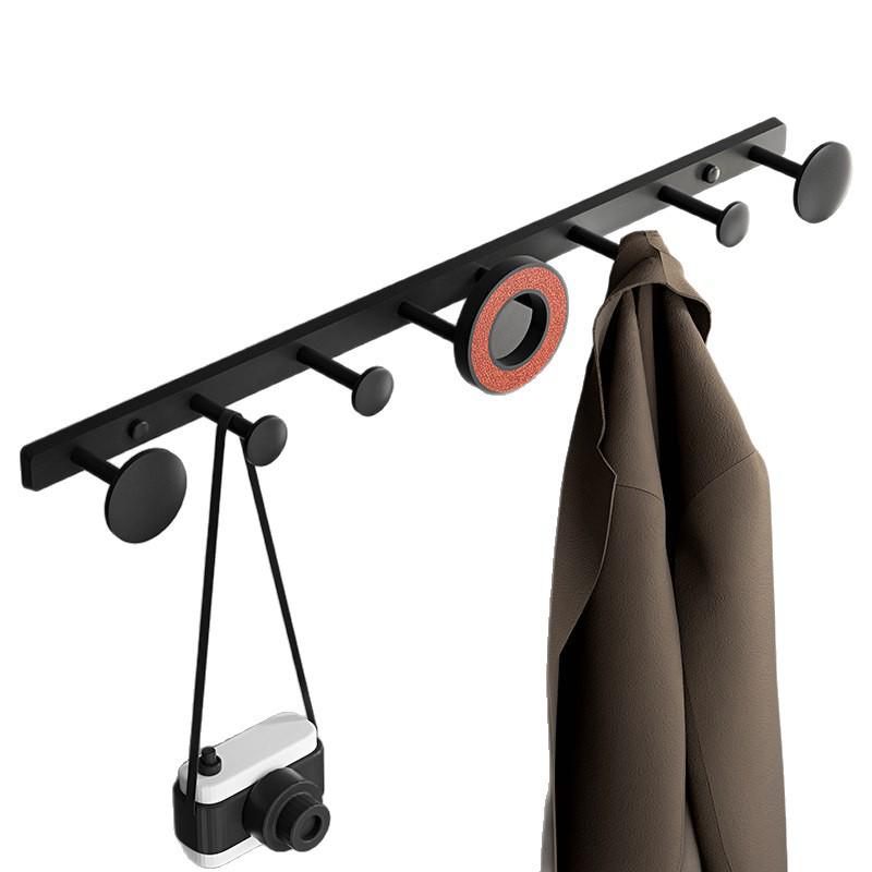 Wall-Mounted No-Punch Clothes Rack and Hooks for Bathroom, Entryway, Bedroom